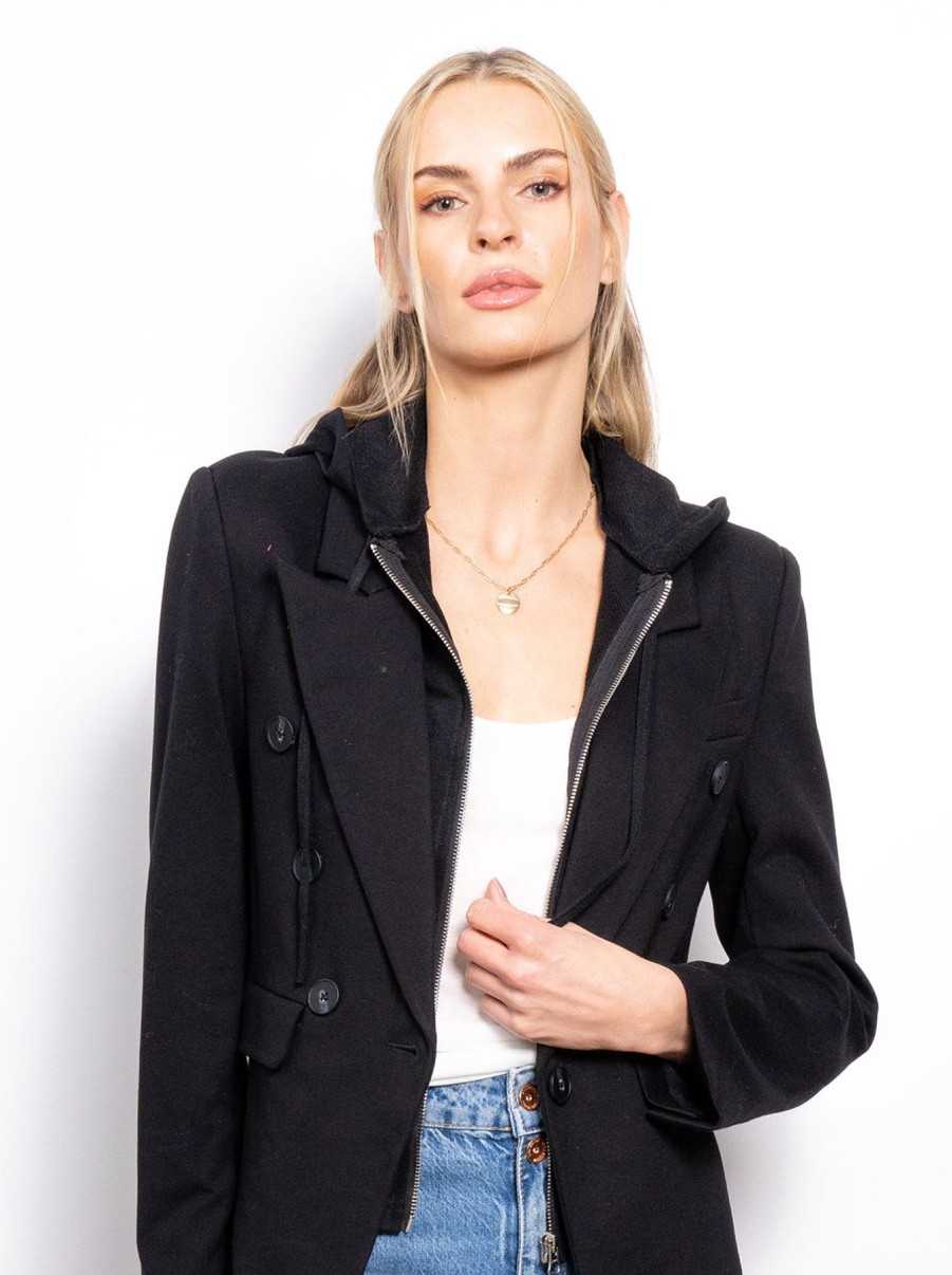 Central Park West Jamie Double Breasted Dickie Blazer Black | Women ...